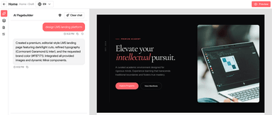 AI page builder preview